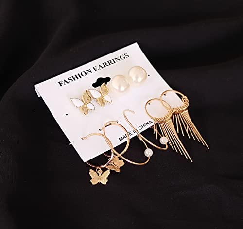 Image of ANNACREATIONS Stylish combo of pearl stud hoop earrings set for Women Girls