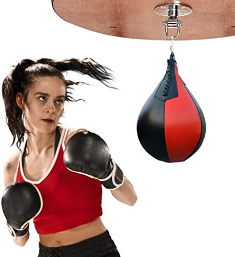 CMLLING Speed Bag Plataforma – Bola Perforada Colgante para MMA Muay Thai Entrenamiento Reflex (1 Pieza) (Rojo + Negro)