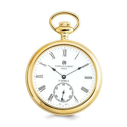 Sonia Jewels Charles Hubert IP-Plated Stainless Open Face Pocket Watch 14.5