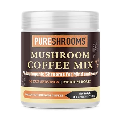 Mushroom Instant Coffee w/Ultra Concentrated Organic Lion's Mane Reishi & Cordyceps 30:1 - Arabica Beans Medium Roast - 0 Sugar No Artificial Flavors Non-GMO & Soy-Free (3.53oz/100g) Cover