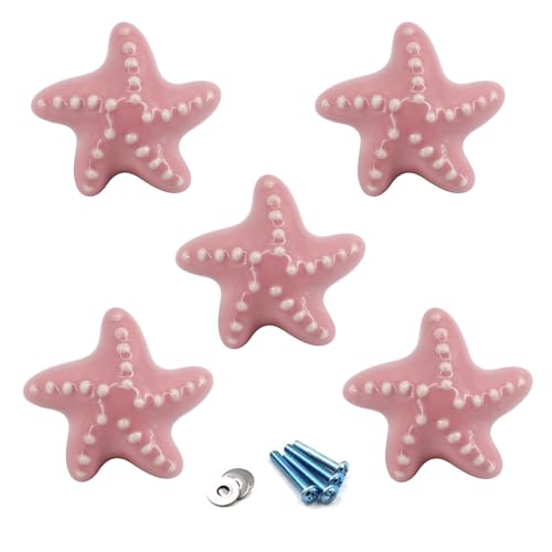 Flomore Rose Poignées et boutons de tiroir ceramique poignée de meuble porte bouton Pour la chambre des enfants Pack de 5 (vient avec des vis)