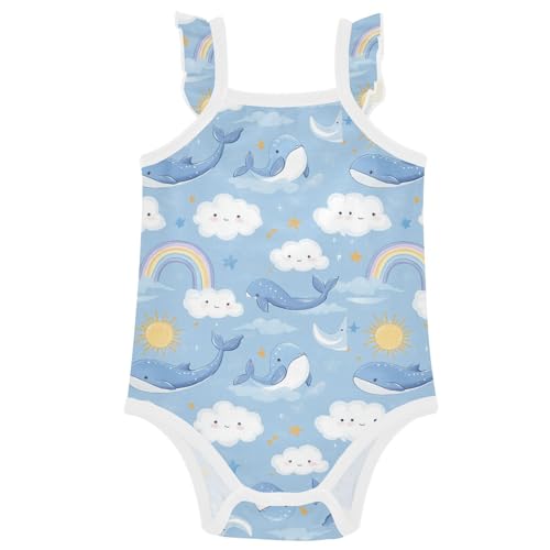 miaozhen Toddler Summer Clothes Soft for Baby Infant Toddler Girls Cartoon Cute Blue Whale para bebes ninas 6M