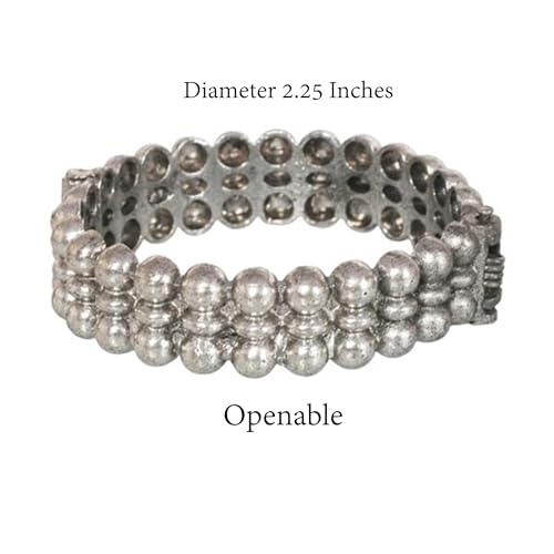 Image of Touchstone Indian bracelets for women mixed metal cuff crystal rhinestones bracelet handcrafted wrist enhancer free size designer in gold or oxidized white tone