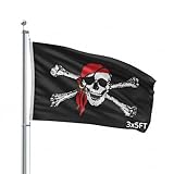 Shoe String King SSK Pirate Outdoor Flag - Large 3' x 5', Weather-Resistant Polyester