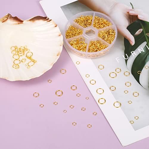 LUTER 1000pcs Open Jump Rings, Metal Open Jump Rings Jump Ring Opener Gold Jump Rings for Jewellery Making Findings Necklace Repair (4mm 5mm 6mm 7mm 8mm 10mm)