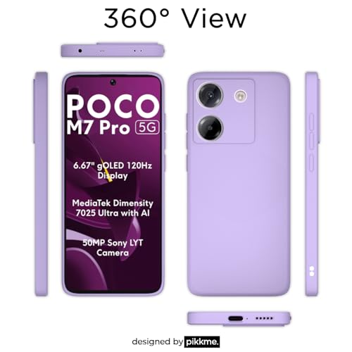 Image of Outlouders Back Cover for Poco M7 Pro 5G | Camera Protection | Durable Soft Matte Silicone Bumper Case (Purple)