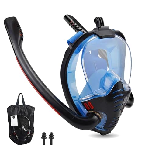 Maschera Snorkeling,Maschera Subacquea Adulti con Lente Ultra Chiara Anti Fog,Maschera Sub Panoramica 180° Design,Maschera Snorkeling adulto Compatibile con Videocamere Adulti Unisex (M)