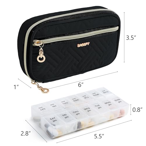 Image of BAGSFY Pill Organizer Case 2 Times a Day- Weekly Medicine Organizer Travel Pill Box with Removable 7 Day Medicine Case Container for Fish Oil, Vitamin, Supplement