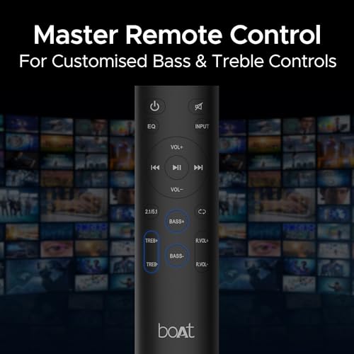 boAt Aavante Bar Azure Pro, 550 W Sound, 5.1CH with Wireless Rear Satellite Speakers, EQ Modes, BTv5.4,Multiple Ports, Master Remote, Bluetooth Sound Bar, Home Theatre Soundbar Speaker (Premium Black) 7 41FE5WjaNFL