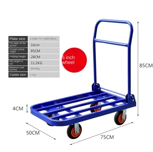 Chariot de déménagement pliable à plateforme en métal pour maison et bureau - 3