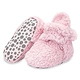 Zutano Unisex Furry Baby Booties with Grippers, Organic Cotton Lining, Baby Registry Must Haves, Baby Pink Furry, 3 Months