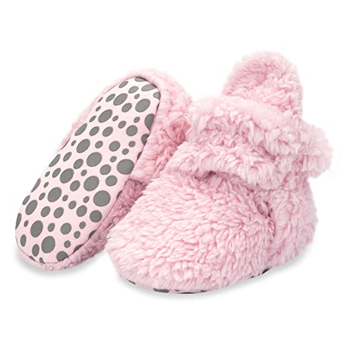 Image of Zutano Unisex Furry Baby Booties with Grippers, Organic Cotton Lining, Baby Registry Must Haves
