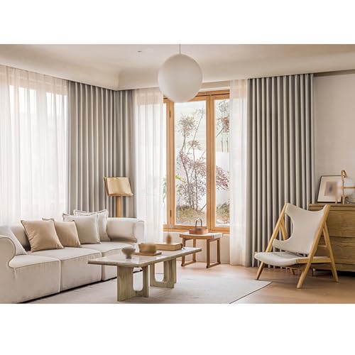 Oscurecer la Habitación Cortina, Opacas Aislantes Frio Y Calor Ventana Termicas Privacidad Antiruido Drapes para Dormitorio Salon Cuarto, 1 Panel(Ancho x Alto)(Grey,254x160cm(100x63in))