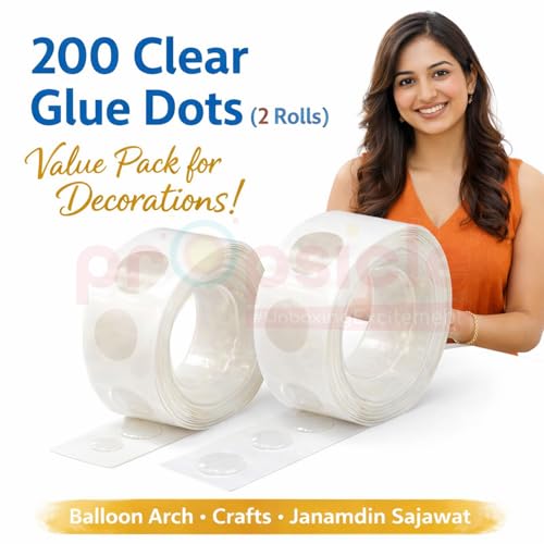 Image of Propsicle Double-Sided Glue Dots - 200 Clear Adhesive Points (2 Rolls) for Balloon Arch, Birthday Decoration, Crafts, Scrapbook, Wall & Ceiling Stickers