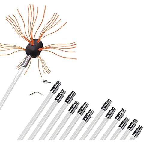 LUHAN Chimney Powered Sweeper Kit Rotating Cleaning Brush Cleaning Brush 6m 8m 10m 12m Chimney Flue Wood Burner Reinforced Flexible Nylon Rods Chimney Cleaning Kit (Color : Orange, Size : 12 m) Cover