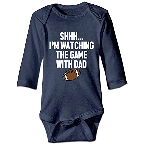 DOQOSESHY Shhh..I'm Watching The Game with Dad Funny Baby Football Outfit Short Sleeve Toddler Long Sleeve Bodysuit