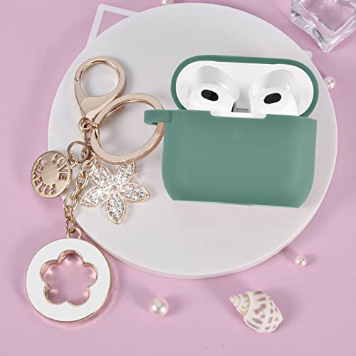 Image of VISOOM Case for Airpods 3 Pink Airpods 3rd Cases 2021 Silicone for iPod 3 Earbuds Case Cover Women Wireless Charging Case with Accessories Girl Bling Keychain for Apple Ear Buds 3rd Generation