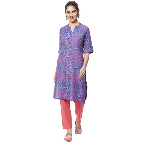 Image of Rangriti Purple Liva Straight Kurta for Women