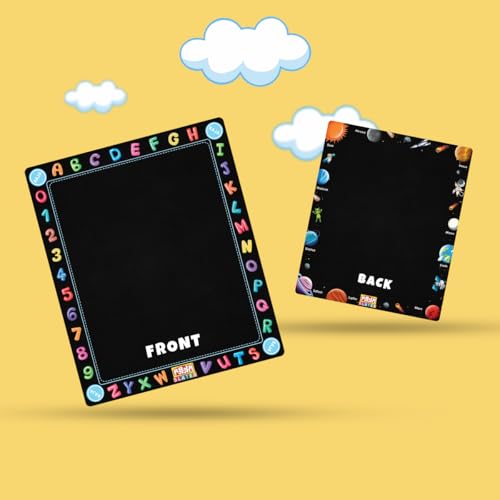 Image of TOKYODO Pre-Printed Rewriting Slates Chalk Board for Kids, Double Sided Writing Learning Black Board, with 4 Letter Spelling Cards (Pack of 3, Space)