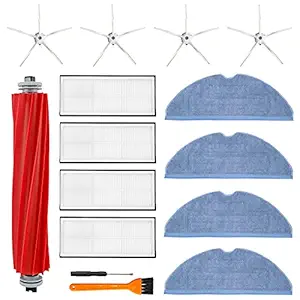 LesinaVac Accessories Kit for Xiaomi Roborock S7 S70 S75 T7 T7S T7 plus T7S plus,1 Roller Brush, 4 Hepa Filter, 4 Side Brush, 4 Mop Cloth