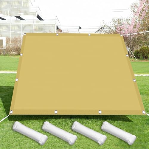 Filet d'ombrage avec corde libre en polyester jaune sable de 70 x 700 cm - 2