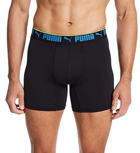 PUMA Men's 3 Pack Performance Boxer Briefs Camo Print, Green/Black, Small
