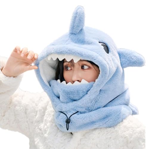 Winter-Skihelm-Überzug, kältebeständig, bequem, weiches Fleece, Kopfwärmer, Helm, Hai, niedlicher Bezug, Cartoon-Hut, Cartoon-Blau