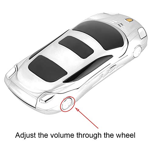 Sports Car Model F15 Mini Flip Phone for Ferrari Car-Shape Phone Flip Mobile Phone Dual SIM Card Phone For Kid, Support SMS, MP3, Camera, Video Playback, Recording, Radio, Bluetooth, Calculator(White)