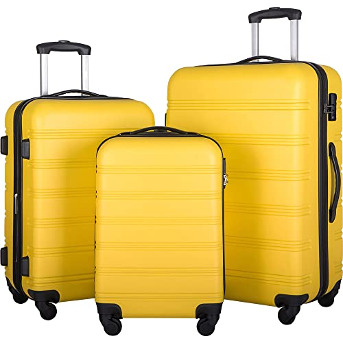 Hardshell Luggage Sets 3 Piece Gradient Color Expandable Suitcase with Spinner Wheels and TSA Lock Lightweight 20