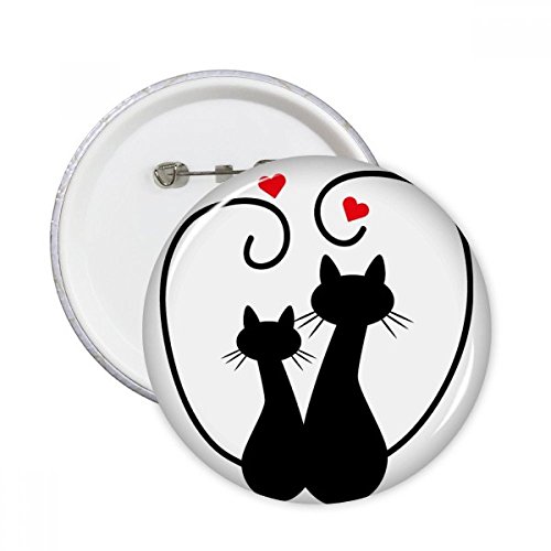 Pins badge chat cœur pour décoration vêtement, bouton décoratif rond de taille L