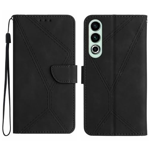 Rfvzubemok Compatible with OnePlus Nord CE4 5G Case,Compatible with OnePlus Nord CE4 5G Kickstand Flip Card Slot Magnetic Closure Phone Cover Black