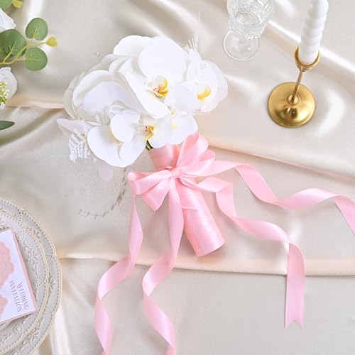Image of Double Face Pearl Pink Satin Ribbon 7 /8 inch X 25 Yards Polyester Pearl Pink Ribbon for Gift Wrapping Very Suitable for Weddings Party Invitation Decorations and More