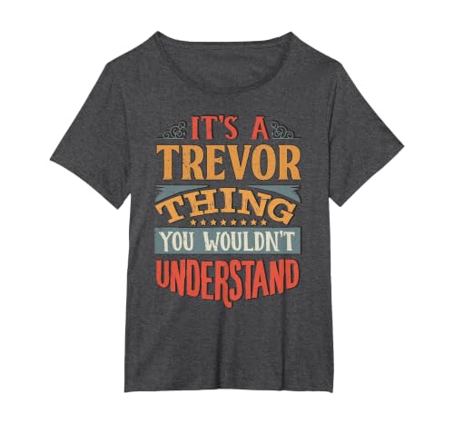 Trevor Name T-Shirt, Women's Plus, Dark Heather Grey, 3X