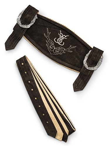 Schneberger Mens Bavarian Suspenders for Lederhosen - Oktoberfest Leather Trousers Suspenders Classic (32/33 Dark Brown)