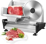 HOUSNAT Meat Slicer for Home Use, Electric Deli Food Slicer Machine with Two 7.5'' Blade and 0-15 mm