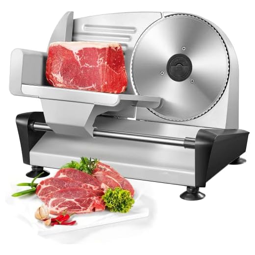HOUSNAT Meat Slicer for Home Use, Electric Deli Food Slicer Machine with Two 7.5'' Blade and 0-15 mm Adjustable Thickness for Meat, Cheese, Bread, Include Food Pusher, 150W
