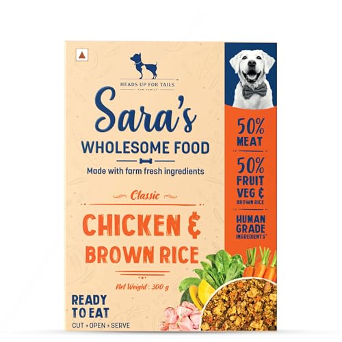 Image of Sara's Wholesome by HUFT Classic Chicken & Brown Rice Dog Food - 300 gm (Pack of 14) | Value Pack | Wet Gravy Meal for All Breeds & Life Stages | No Artificial Flavours, Preservative-Free