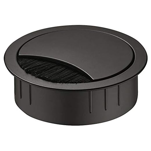 Gedotec SAMOS, kabelgenomföring, skrivbord, kabeluttag, svart kabelguide i metall för push-in kabelbox, borrdiameter 60 mm, förpackning med två runda stålkabeluttag för kontorsmöbler, bord, husbil