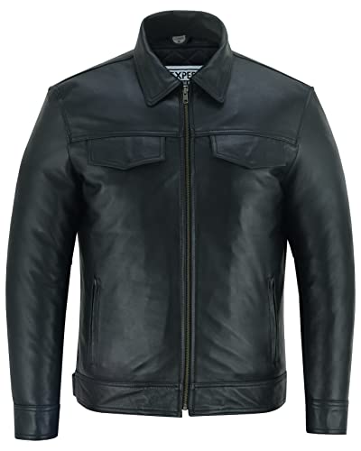 Surchemise biker en cuir souple pour un look décontracté au quotidien
