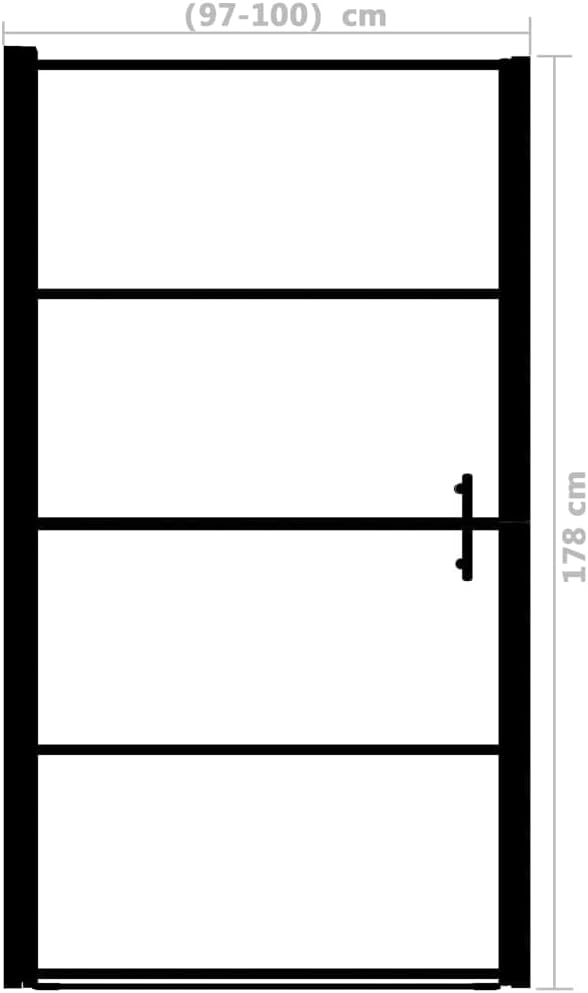 vidaXL 39.4"x70.1" Black Shower Door, Frost Tempered Glass, Safety Features, Adjustable Frame, Easy to Clean, Sleek Design