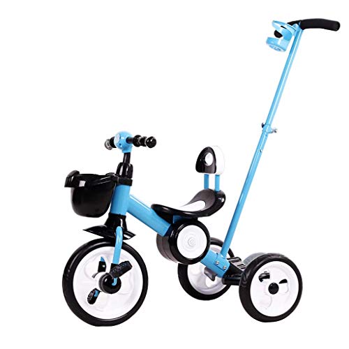 DSeenLeap Triciclo Triciclo, Triciclo multifunción 3 en 1 para niños con Putter de Mano, diseño de Almacenamiento de Bicicletas para Triciclo al Aire Libre para bebés de 2 a 6 años, 3 Colores (Azul)