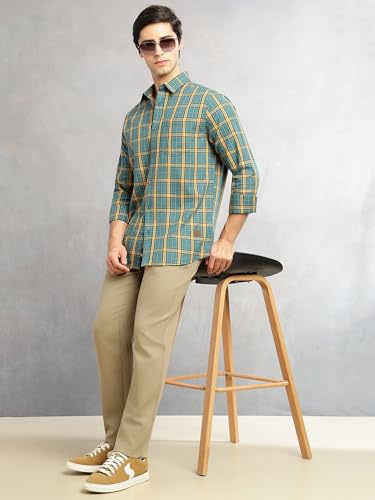Image of Thomas Scott Men's Smart Straight Fit Chinos Trouser | Mid-Rise | Solid | 5-Pocket Design | Woven Fabric