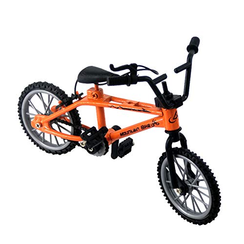 1/18 Diecast Bike Action Figure Toy,Mini Finger Mountain Bike Bicycle Art Crafts Desktop Decor - Orange