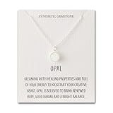 Philip Jones Silver Plated Synthetic White Opal Necklace with Quote Card