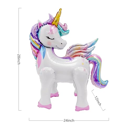 Self-Standing Unicorn Balloons for Girls Birthday Decorations Rainbow Unicorn Party Supplies - 28 Inch, Pack of 2