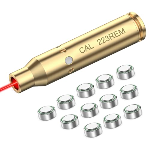 EZshoot Laser Bore Sight for .223 Rem 5.56mm Red Dot Boresighter with 12 Batteries (4 Sets)