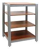 HiFi Rack 4 Ebenen Empire EC-04 HiFi-Rack Echtholzfurnier  Ausführungen: EC-04 CS  Farbe Rahmen/Rohre: Silber  Einlegebodendekor: Kirsche hell