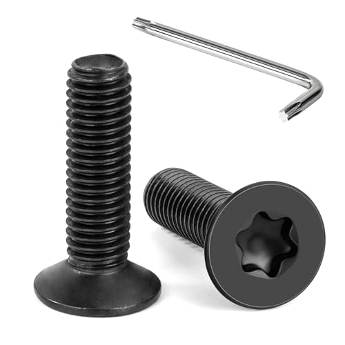 Tunejoy Tornillos de Cabeza Avellanada Torx M8 x 30 mm Negro Tornillo Avellanado Mecánico de Acero Inoxidable A2 V2A con T40 llave Rosca Completa 20 Piezas