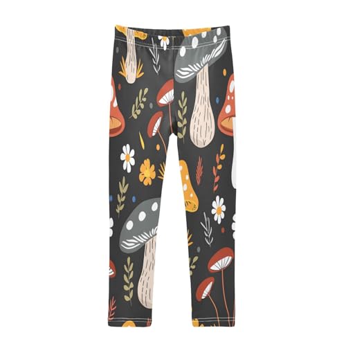 Bolaz Toddler Girls Leggings Printed Yoga Pants Leggings Mushroom and Flower for Kids