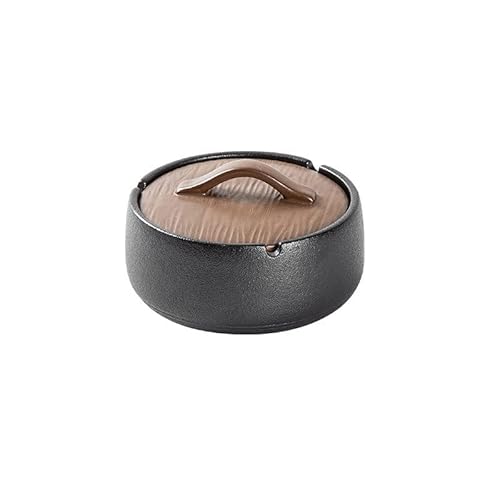 灰皿 おしゃれ 陶器 大容量 便利 洗いやすい タバコ固定 防水 消火 タバコ 卓上 車 屋外 大サイズ 大容量 人気 旅館 業務用 男女兼用 ふた付き 便利 簡単なお手入れ&防風 (ブラック)